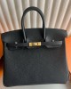 Hermes Birkin 25 Retourne Handmade Bag Black Madame Calfskin