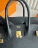 Hermes Birkin 25 Retourne Handmade Bag Black Madame Calfskin