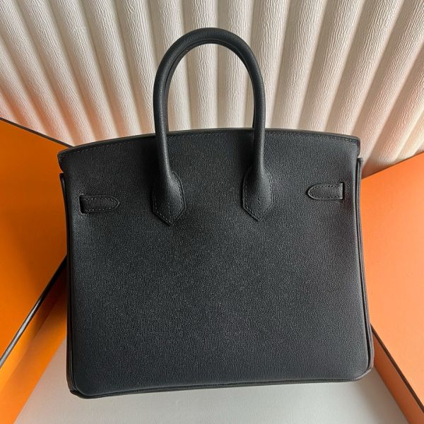 Hermes Birkin 25 Retourne Handmade Bag Black Madame Calfskin