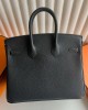 Hermes Birkin 25 Retourne Handmade Bag Black Madame Calfskin