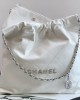 Chanel 22 Hanbag White Calfskin With Silver-Tone Metal Medium 39cm