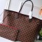 Louis Vuitton M41357 Neverfull GM Damier Ebene Coated Canvas Cerise Red