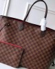 Louis Vuitton M41357 Neverfull GM Damier Ebene Coated Canvas Cerise Red