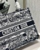 Dior 36cm Book Tote Navy Blue Toile de Jouy Stripes Embroider