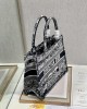 Dior 36cm Book Tote Navy Blue Toile de Jouy Stripes Embroider