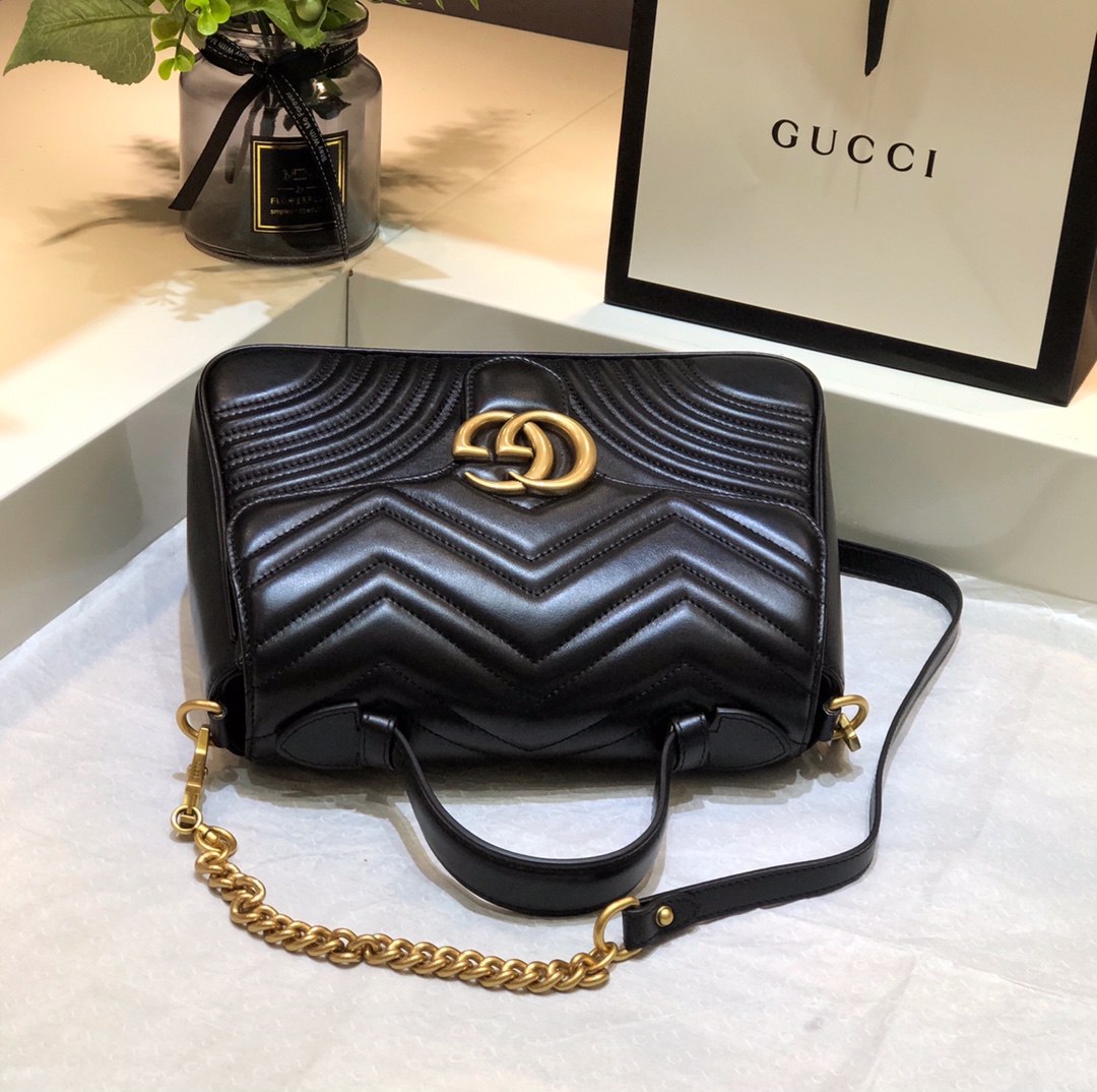 Gucci GG Marmont Small Top Handle Bag 498110 Black