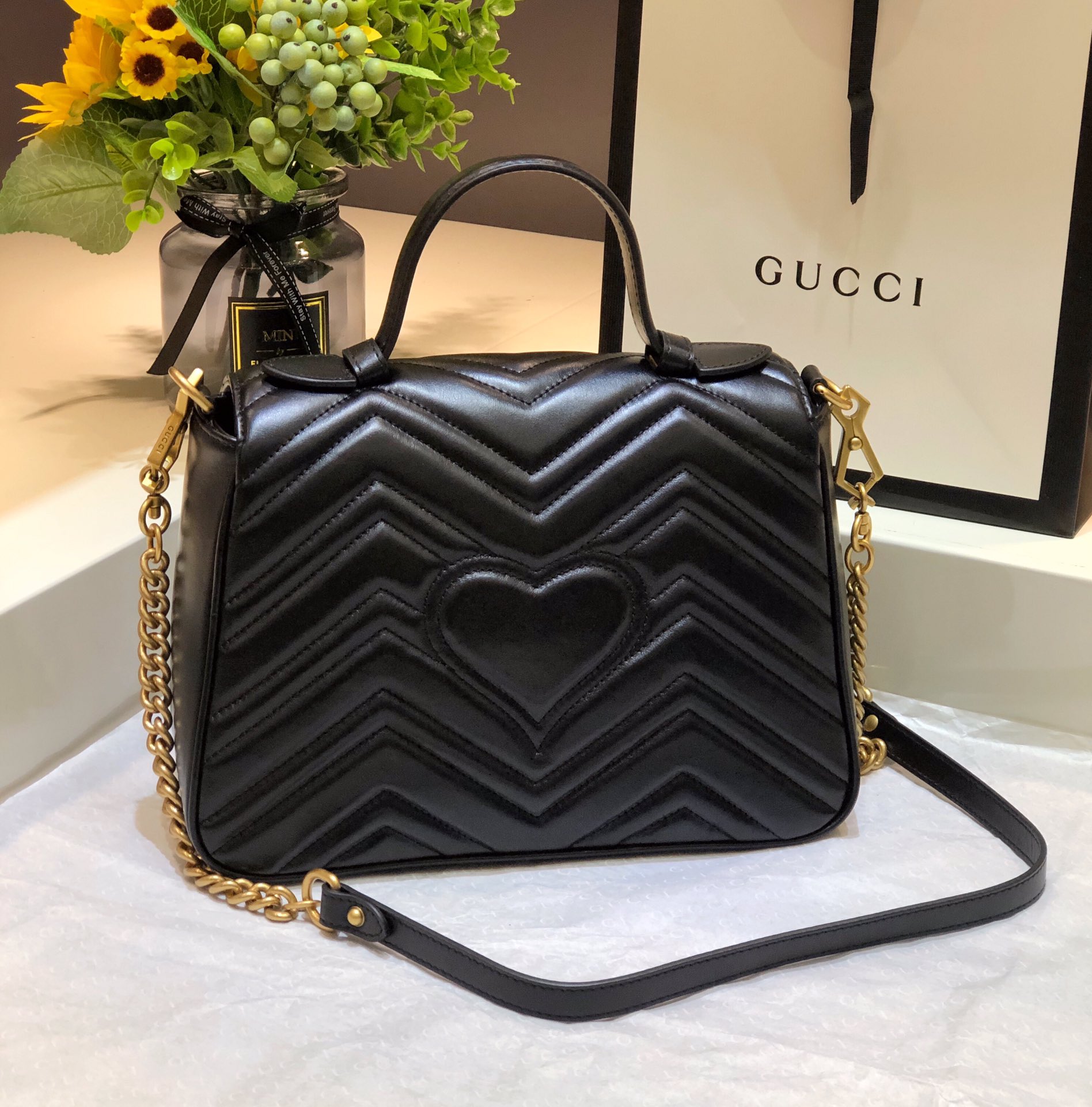 Gucci GG Marmont Small Top Handle Bag 498110 Black