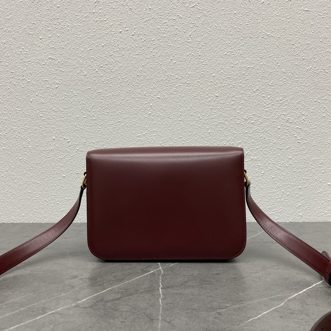 CELINE SHINY CALFSKIN MEDIUM TRIOMPHE LIGHT BURGUNDY (23*15*5cm)