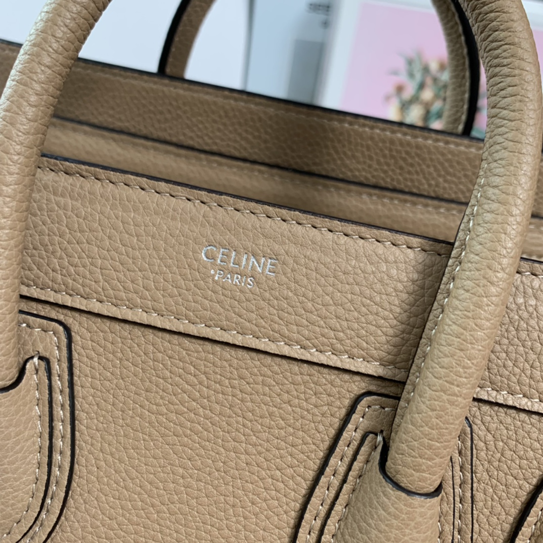 CELINE DRUMMED CALFSKIN NANO LUGGAGE DUNE 1403304 (20*20*10cm)