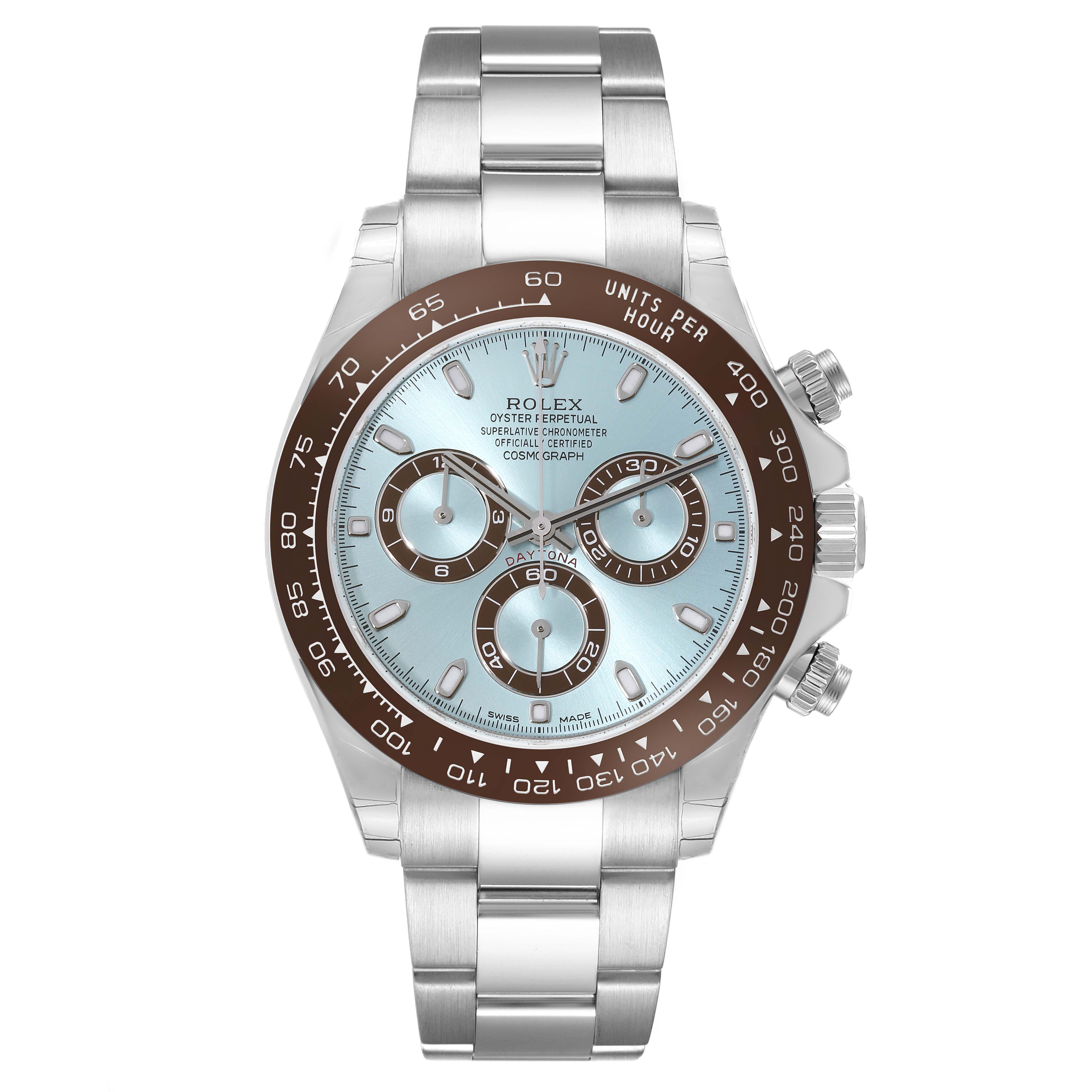 Rolex Daytona Ice Blue Dial Platinum Chronograph Mens Watch 116506