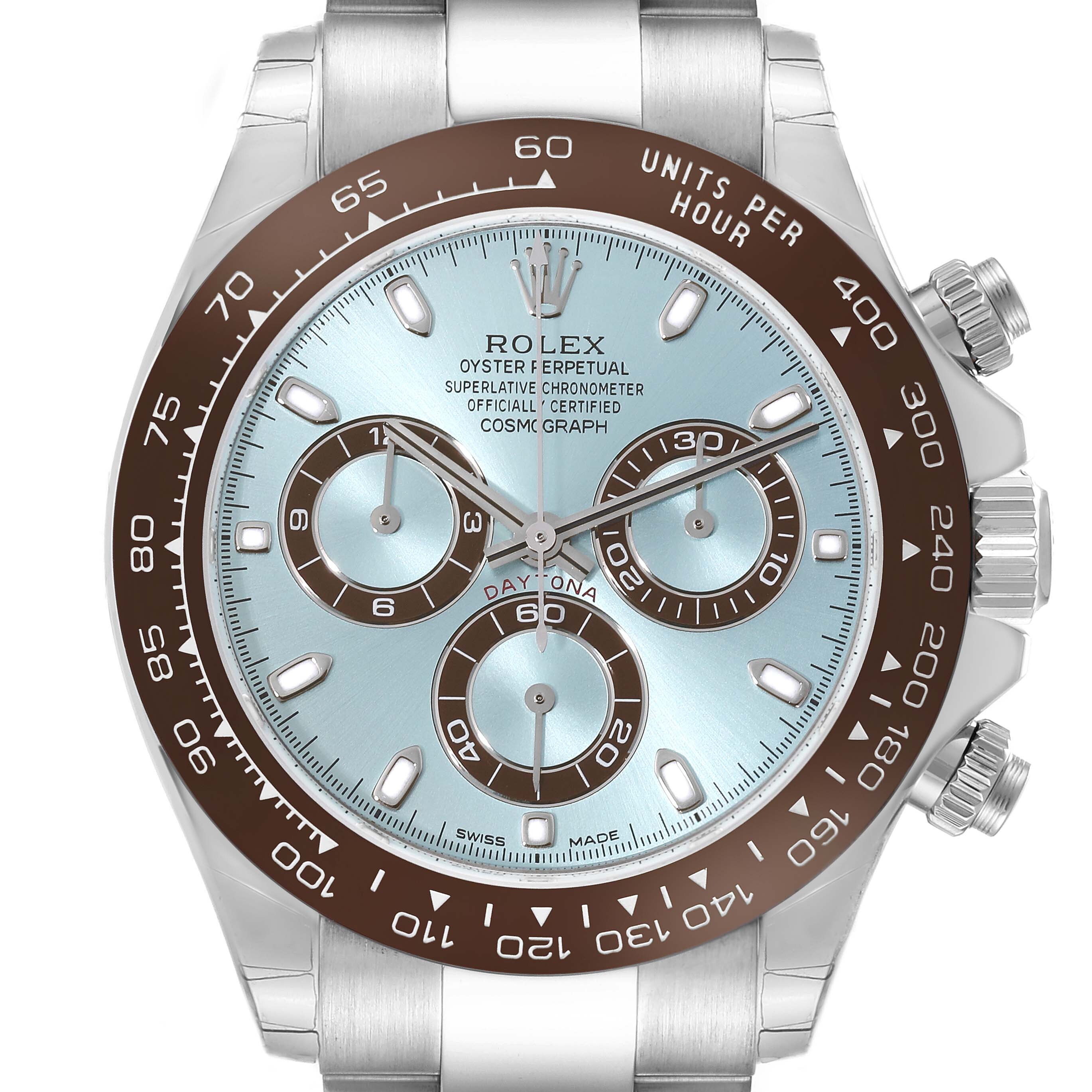 Rolex Daytona Ice Blue Dial Platinum Chronograph Mens Watch 116506