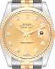 Rolex Datejust Steel Yellow Gold Champagne Diamond Dial Mens Watch 116233