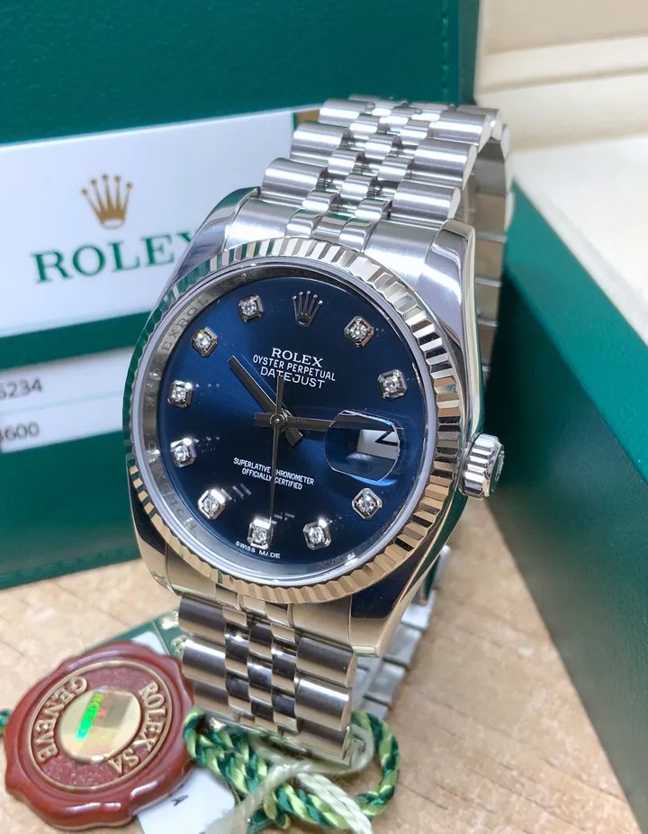 Rolex Datejust 36 Automatic Blue Diamond Dial Jubilee Bracelet 126234 Watch