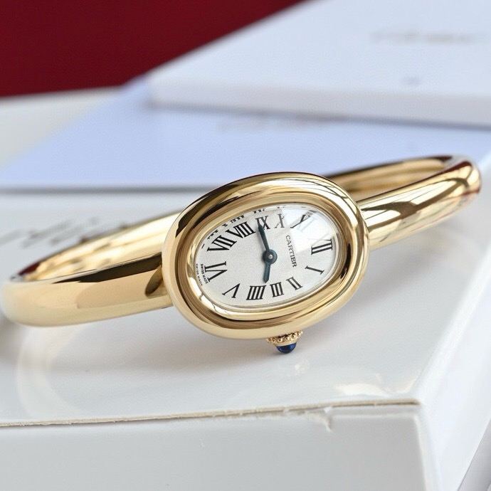 Cartier Baignoire White Dial 18*24 mm Gold Bracelet 