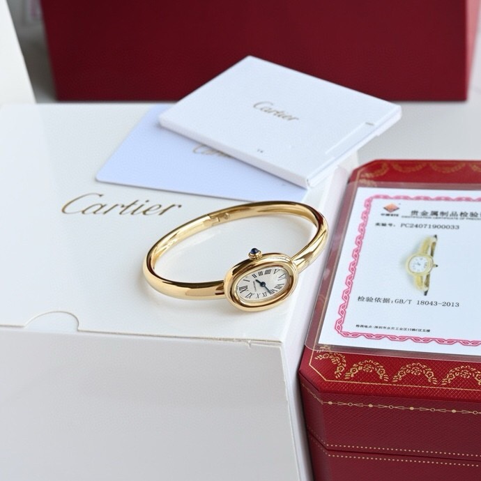 Cartier Baignoire White Dial 18*24 mm Gold Bracelet 