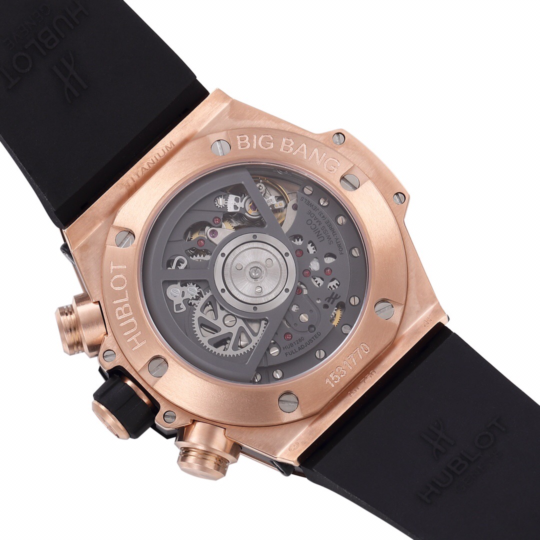 Hublot BigBang Black Dial 45 mm Rose Gold Rubber Bracelet 