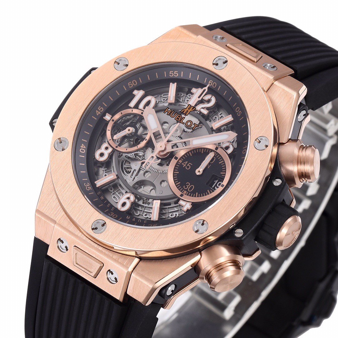 Hublot BigBang Black Dial 45 mm Rose Gold Rubber Bracelet 