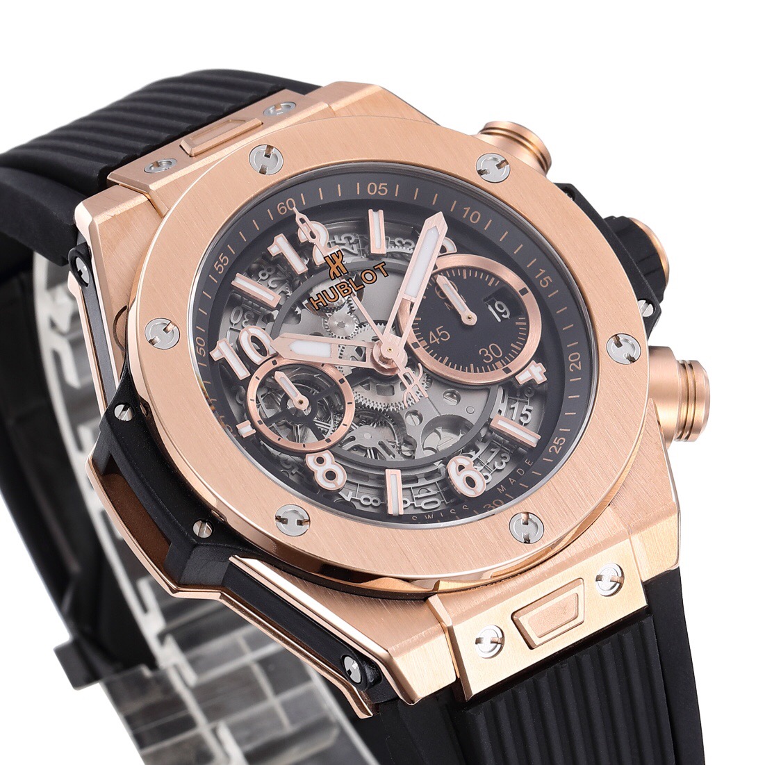 Hublot BigBang Black Dial 45 mm Rose Gold Rubber Bracelet 