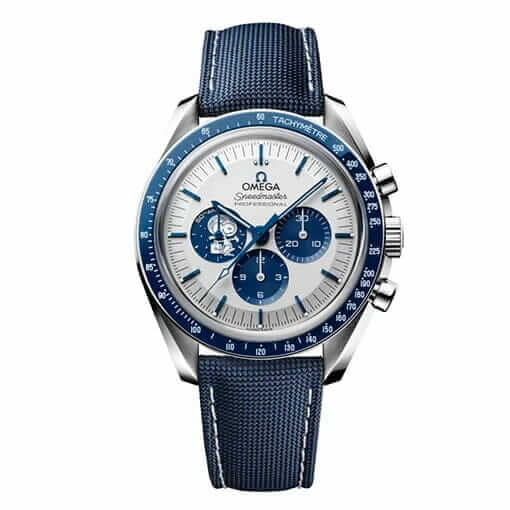 Omega Speedmaster White Snoopy Dial 42 mm Blue Canvas Bracelet 