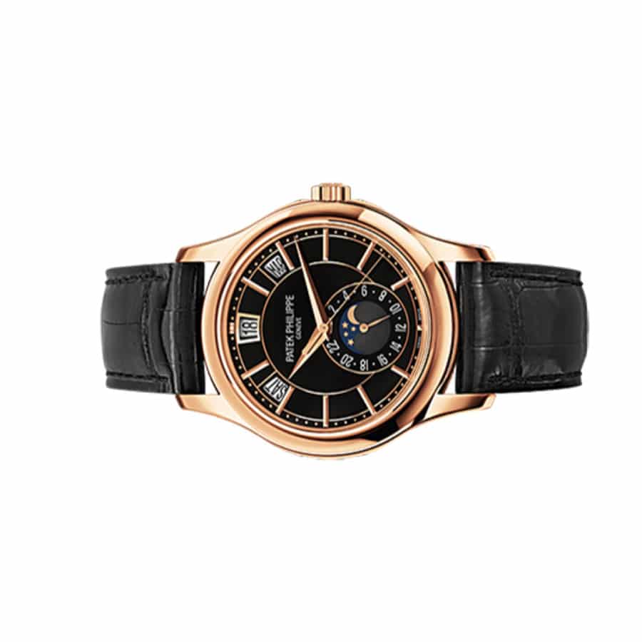 Patek Philippe Annual Calendar Black Dial 40mm Rose Gold Leather Bracelet 5205R-010