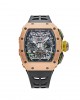 Richard Mille RM011 Black Dial 50mm Rose Gold Rubber Bracelet 