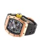 Richard Mille RM011 Black Dial 50mm Rose Gold Rubber Bracelet 