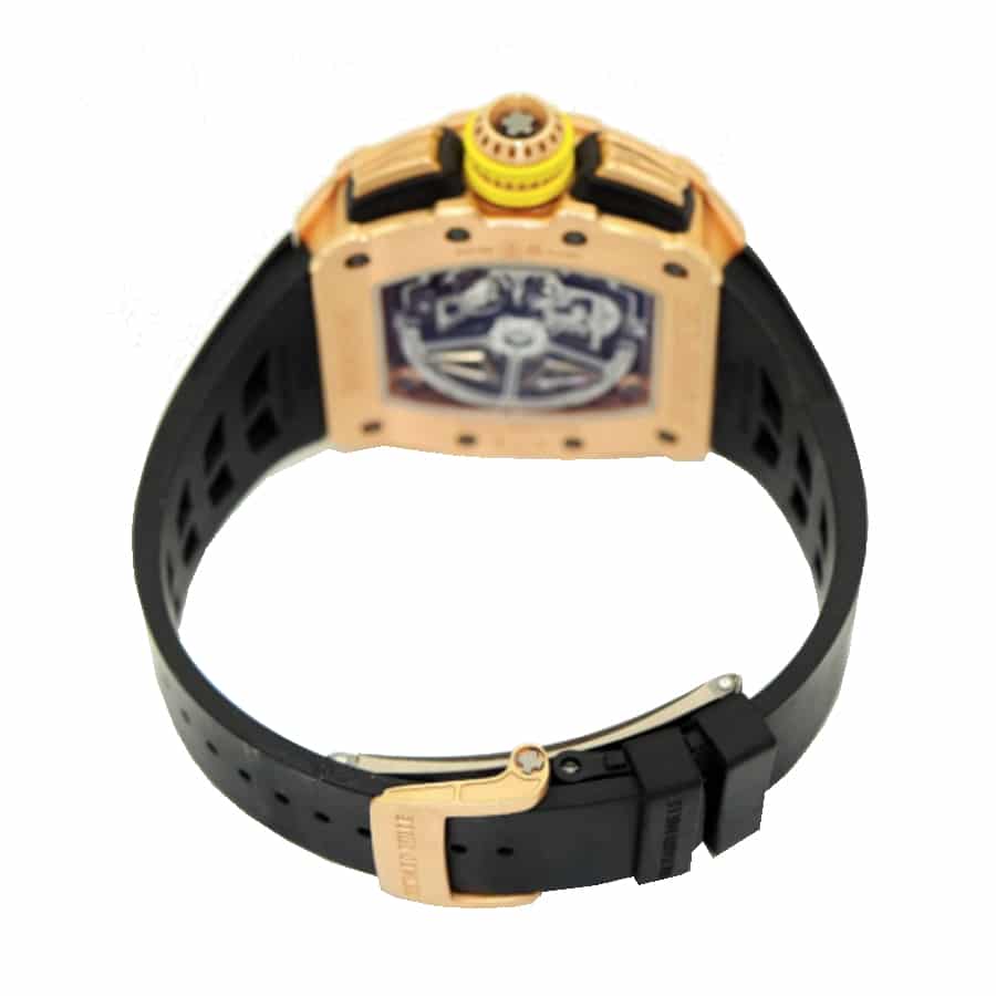 Richard Mille RM011 Black Dial 50mm Rose Gold Rubber Bracelet 