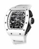 Richard Mille RM011 Black Dial 50.5mm White Rubber Bracelet 