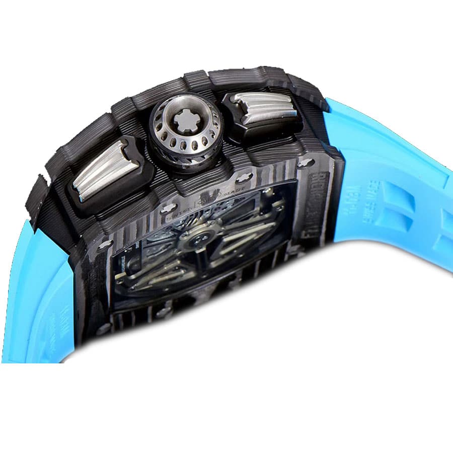 Richard Mille RM011 Black Dial 50mm Blue Rubber Bracelet 