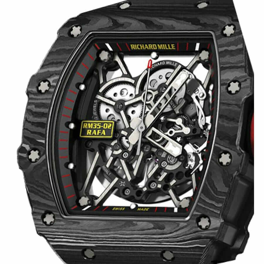 Richard Mille RM035 Black Dial 49.48mm Black Rubber Bracelet 