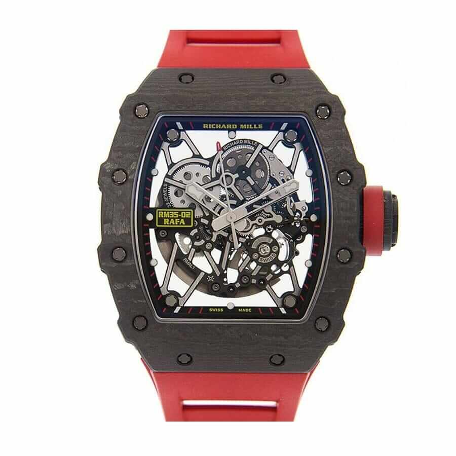 Richard Mille RM035 Black Dial 50mm Red Rubber Bracelet 