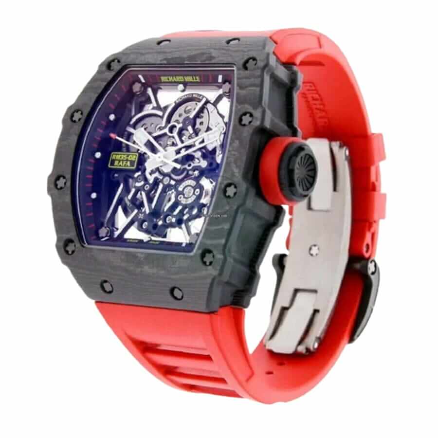 Richard Mille RM035 Black Dial 50mm Red Rubber Bracelet 