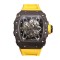 Richard Mille RM035 Black Dial 49.48mm Yellow Rubber Bracelet 