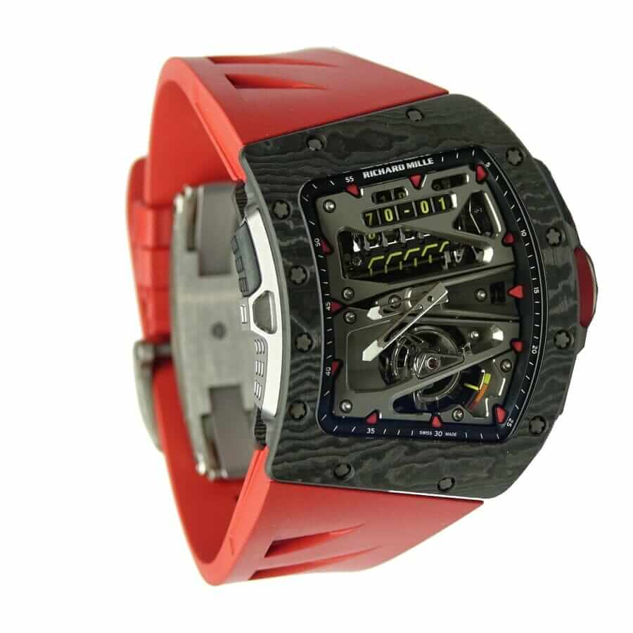 Richard Mille RM055 Black Dial 49.48mm Red Rubber Bracelet 